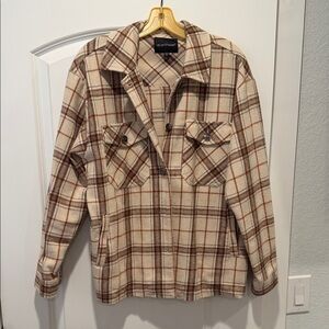 Weatherproof Plaid Jacket - Cream and Brown